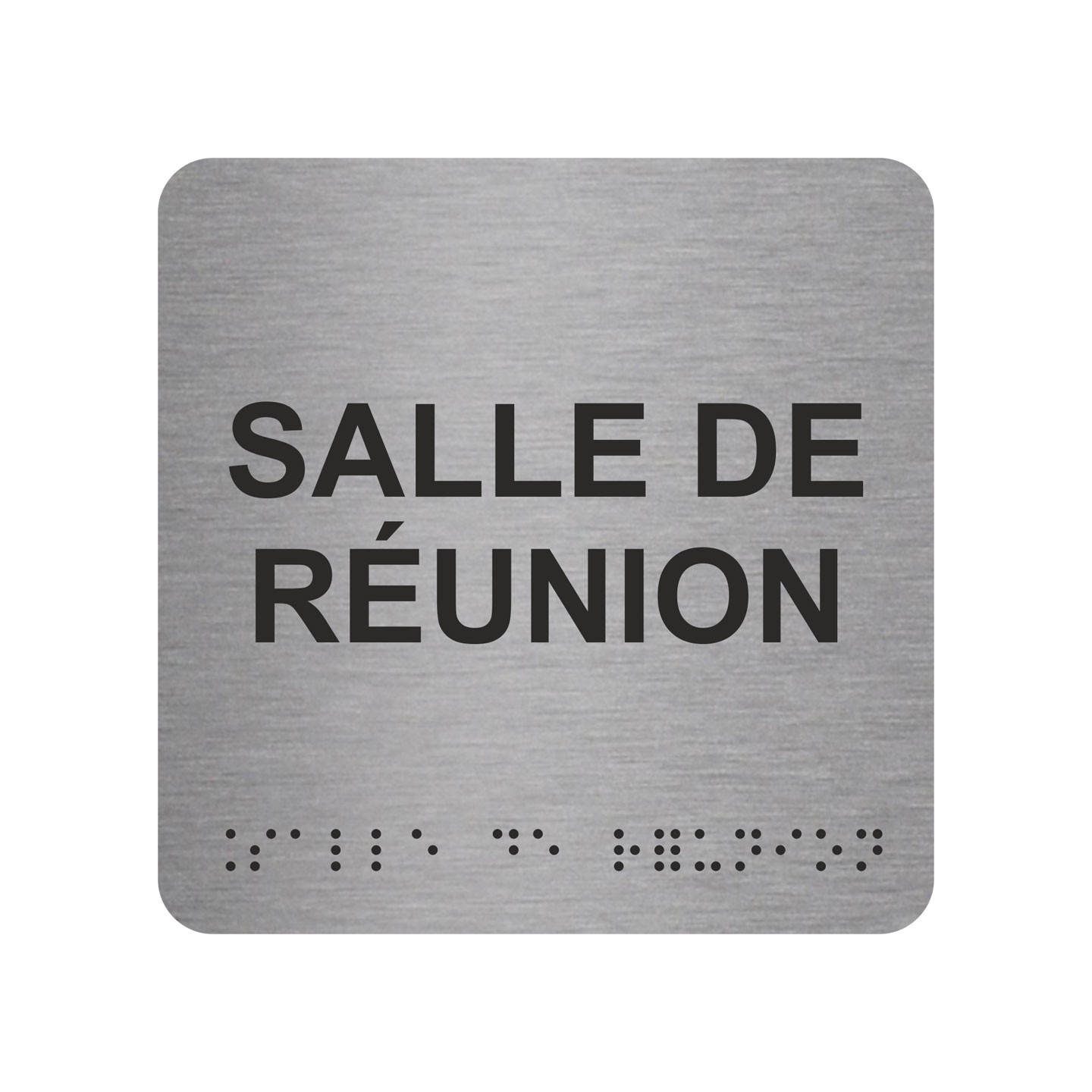 Picto alu avec braille et relief  "Salle de réunion", 5 couleurs au choix