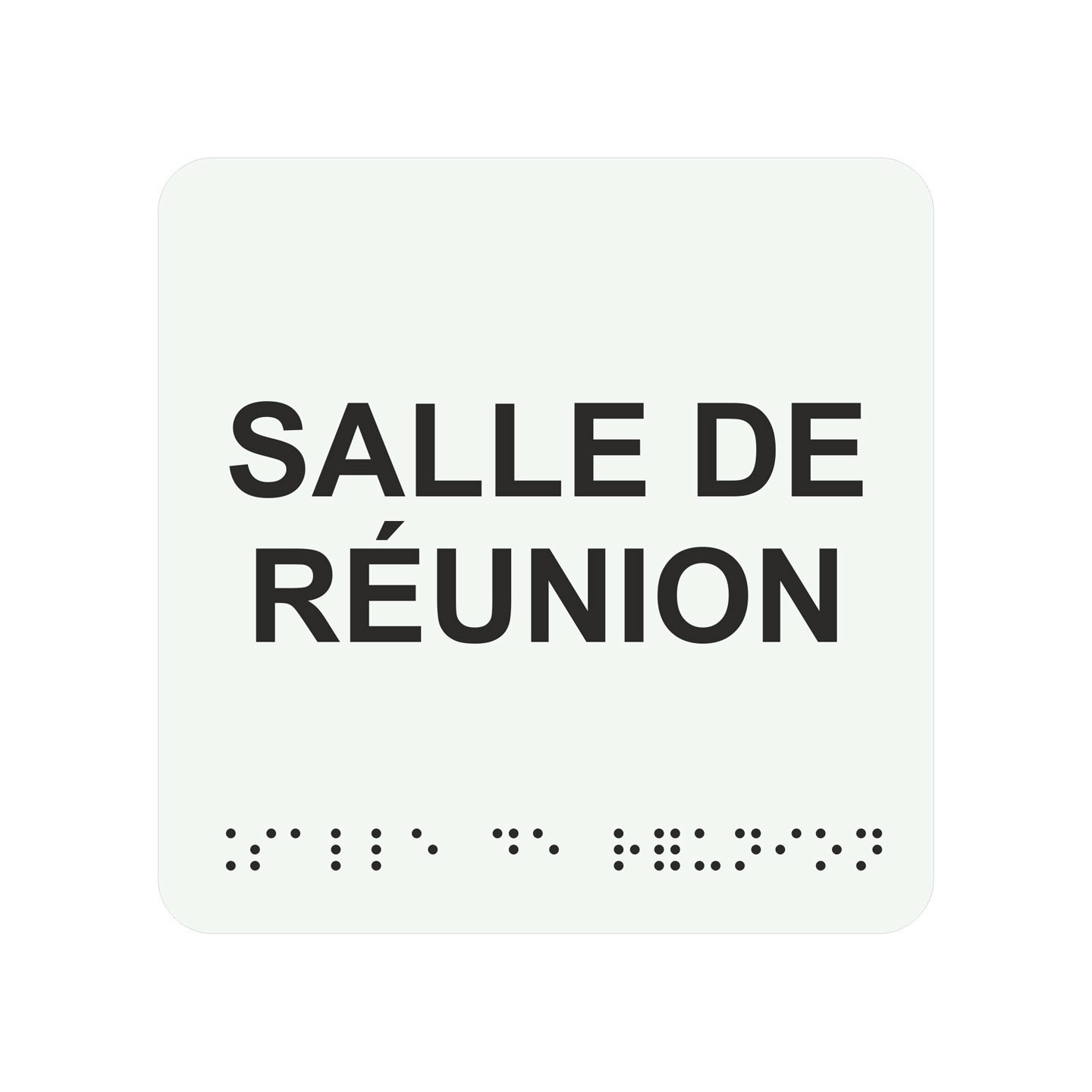 Picto alu avec braille et relief  "Salle de réunion", 5 couleurs au choix