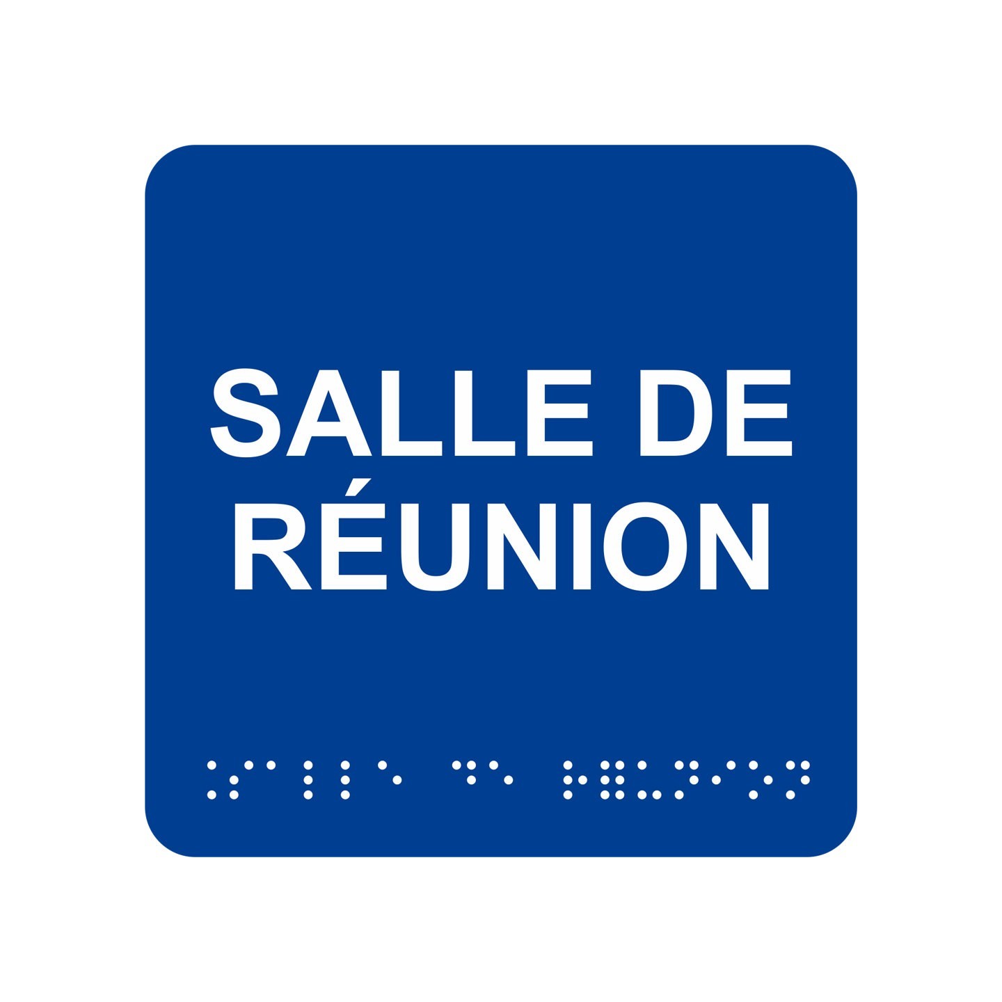 Picto alu avec braille et relief  "Salle de réunion", 5 couleurs au choix