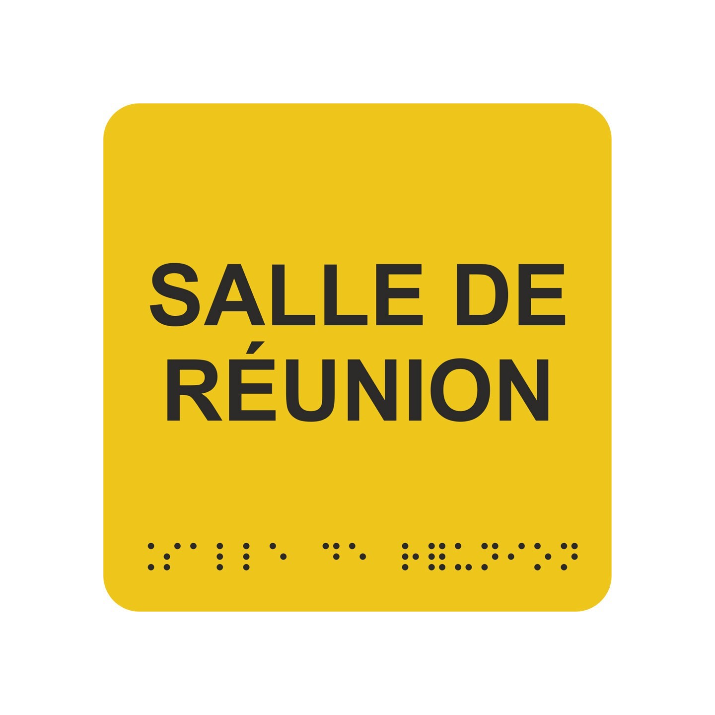 Picto alu avec braille et relief  "Salle de réunion", 5 couleurs au choix