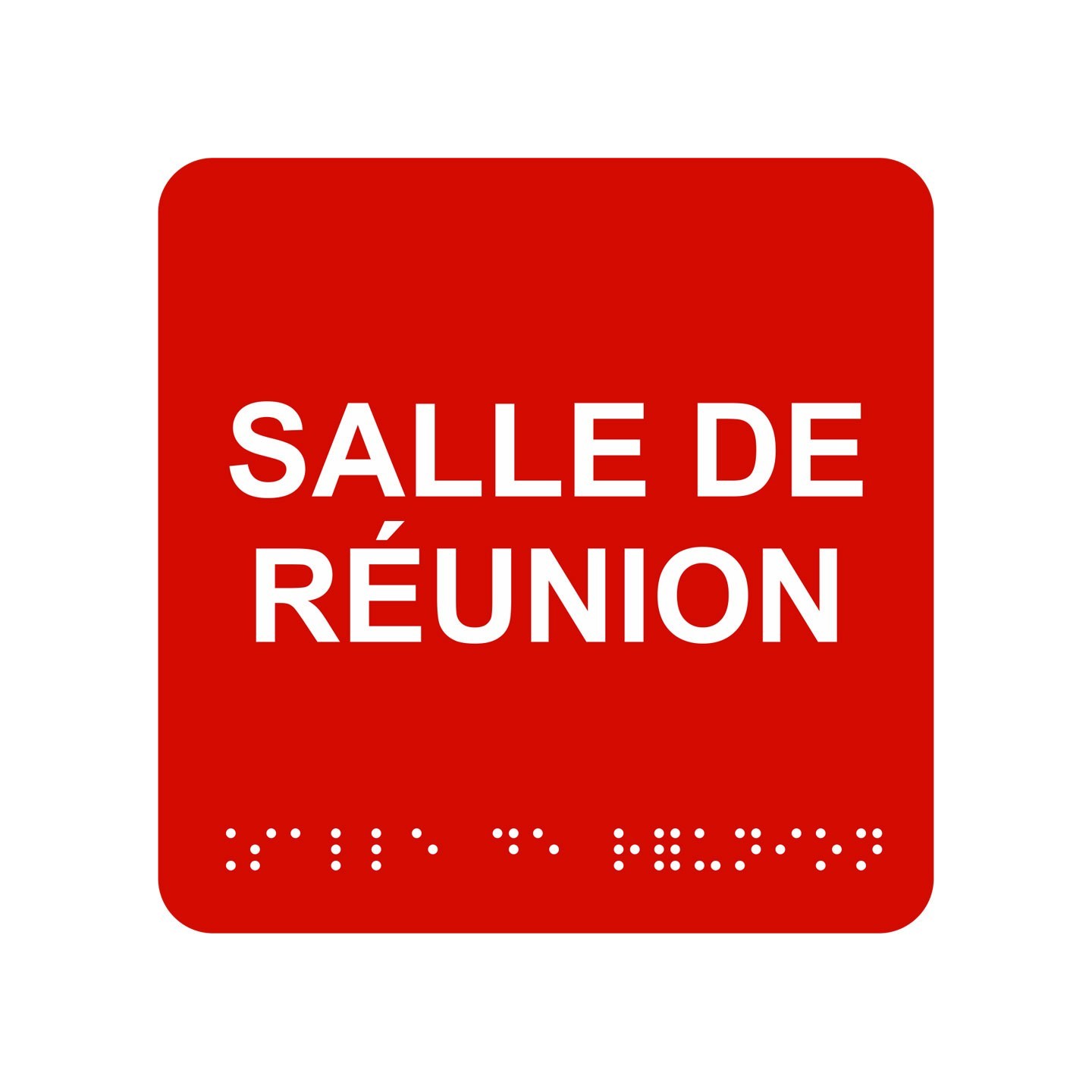 Picto alu avec braille et relief  "Salle de réunion", 5 couleurs au choix