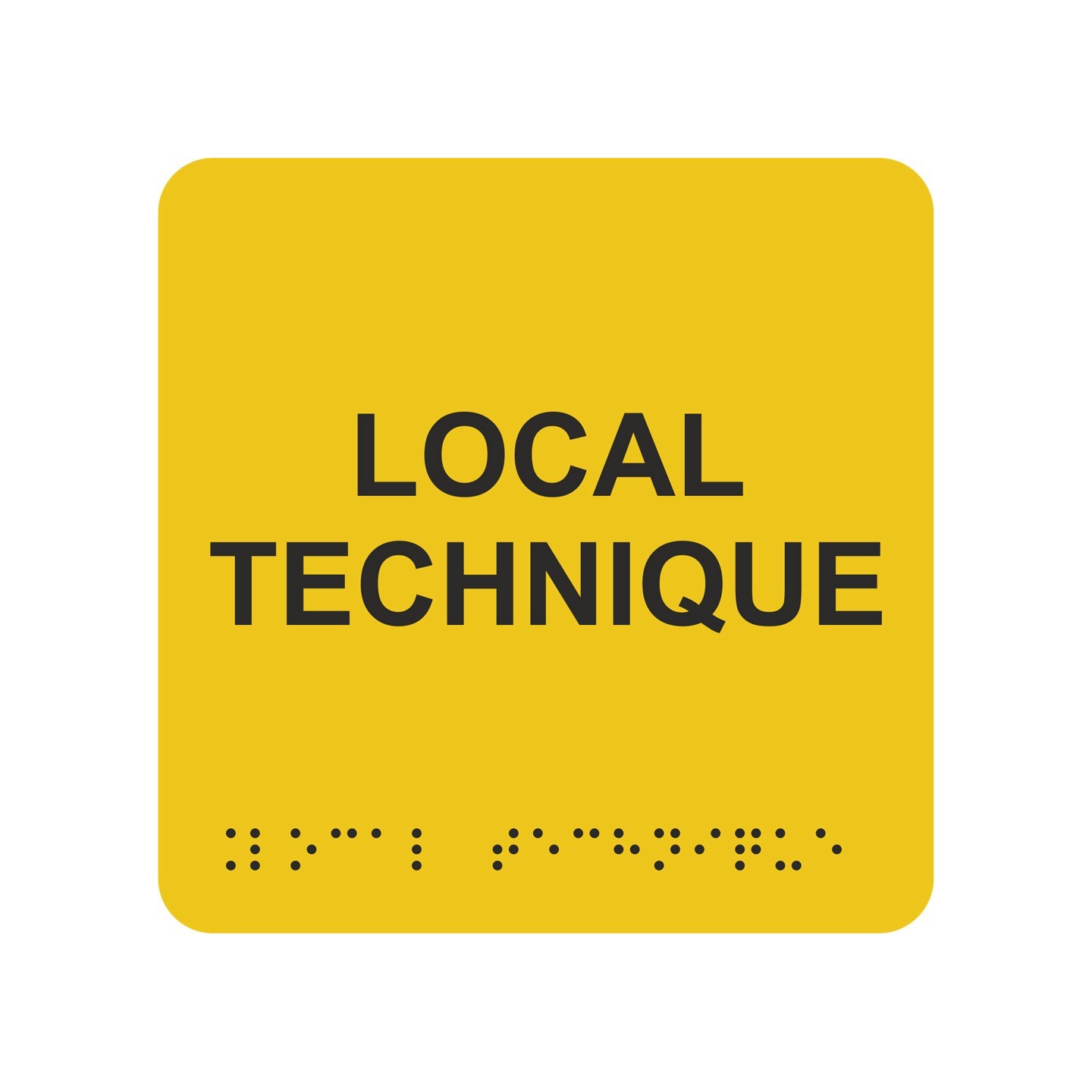 Picto alu avec braille et relief  "Local technique", 5 couleurs au choix