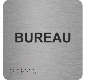 Picto alu avec braille et relief "Bureau", 5 couleurs au choix