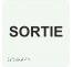 Picto alu avec braille et relief "Sortie", 5 couleurs au choix