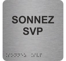 Pictogramme avec braille et relief "Sonnez SVP"