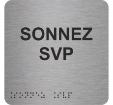 Picto alu avec braille et relief "Sonnez SVP", 5 couleurs au choix