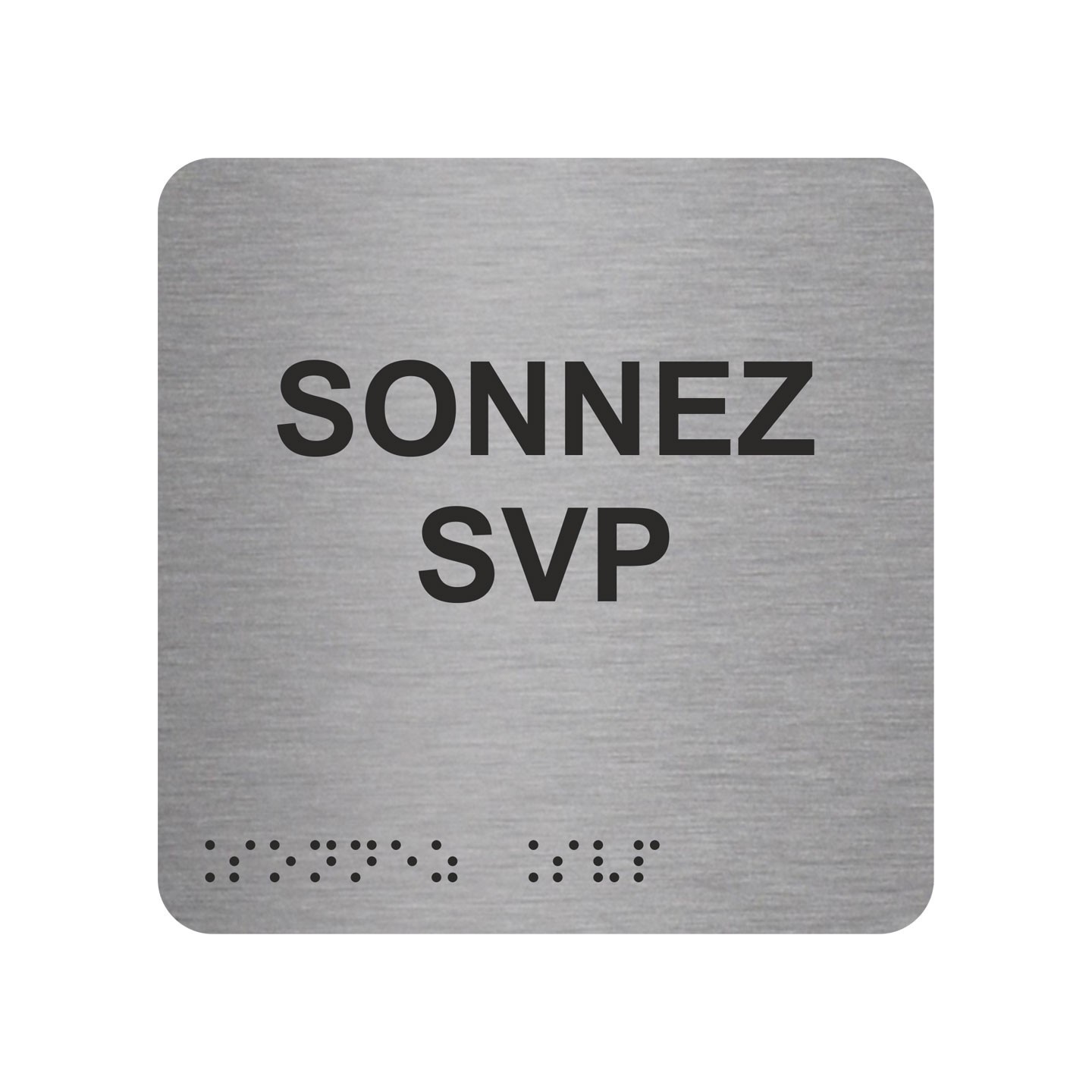 Picto alu avec braille et relief  "Sonnez SVP", 5 couleurs au choix