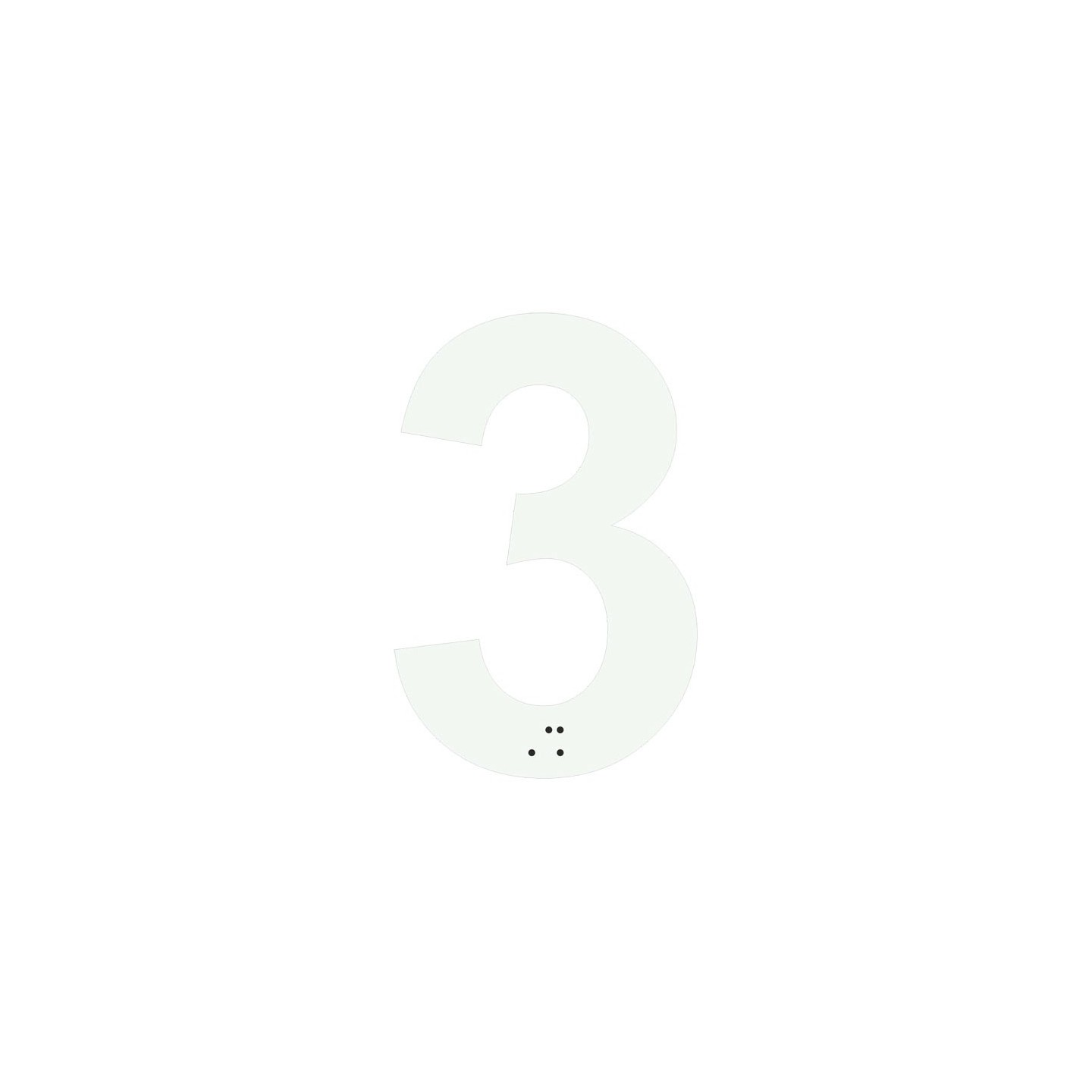 Chiffre "3" + braille en alu découpé