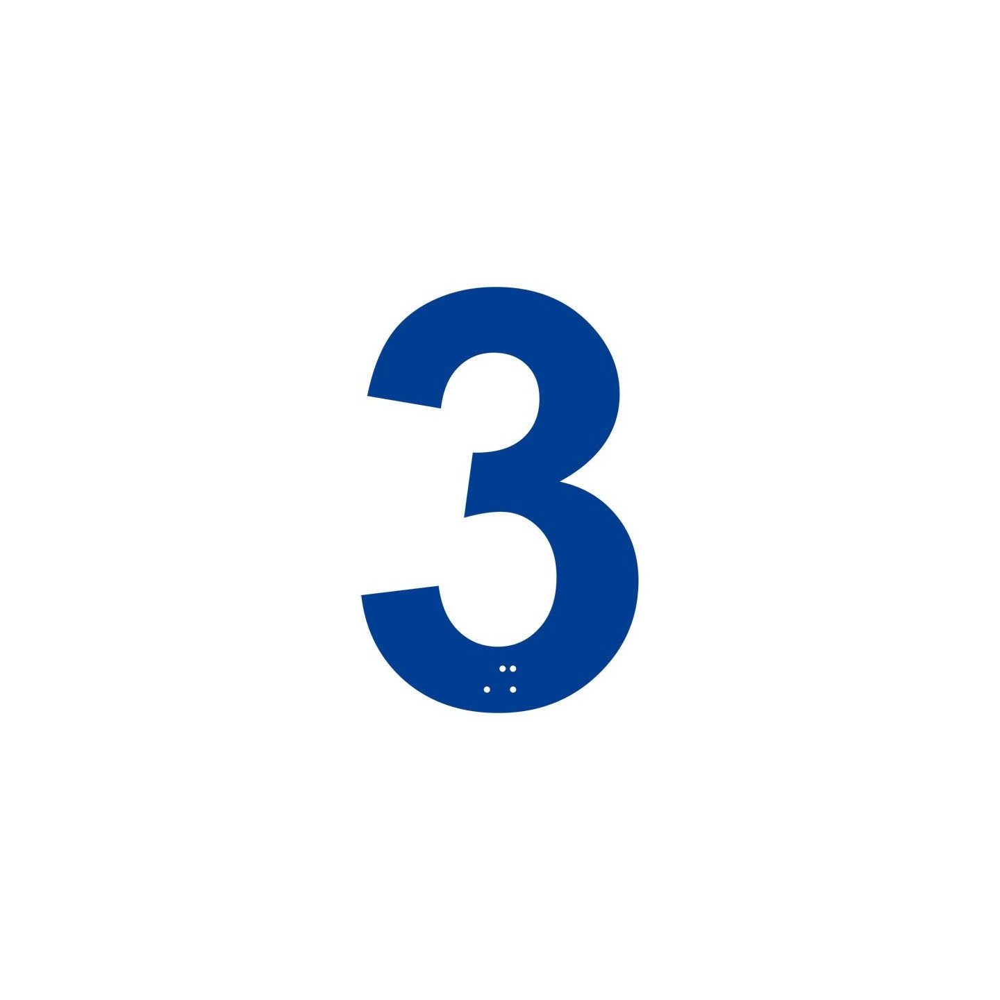 Chiffre "3" + braille en alu découpé