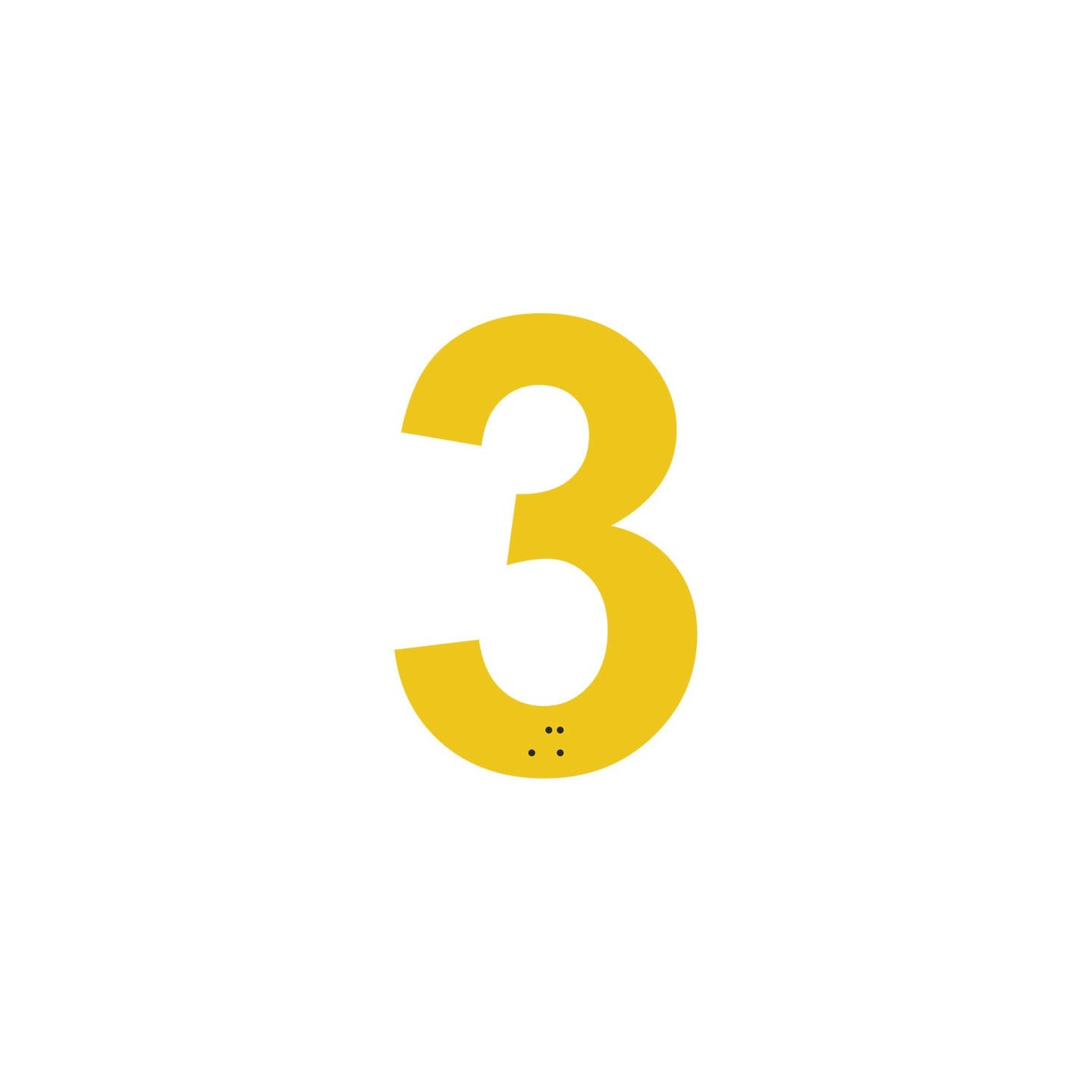 Chiffre "3" + braille en alu découpé