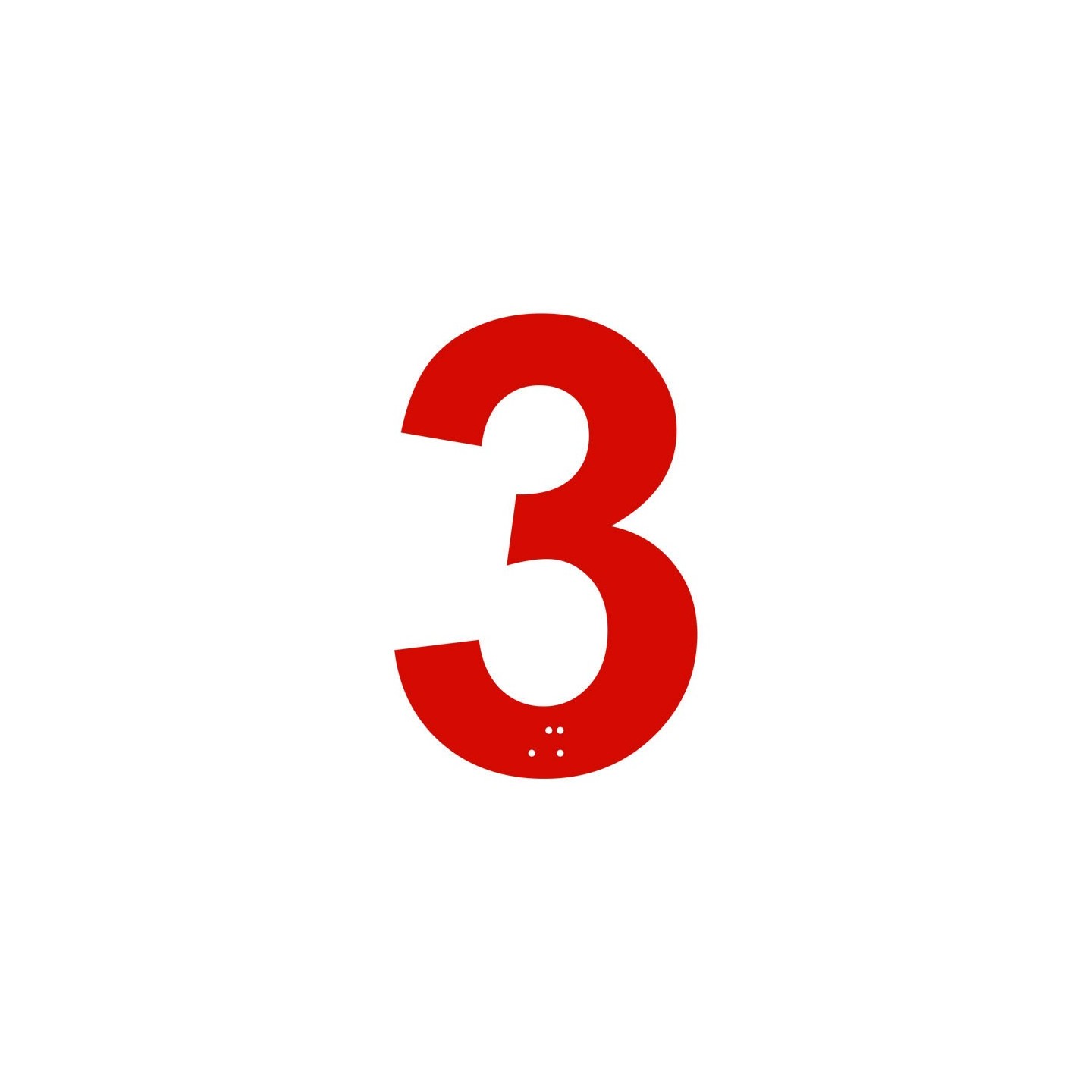 Chiffre "3" + braille en alu découpé