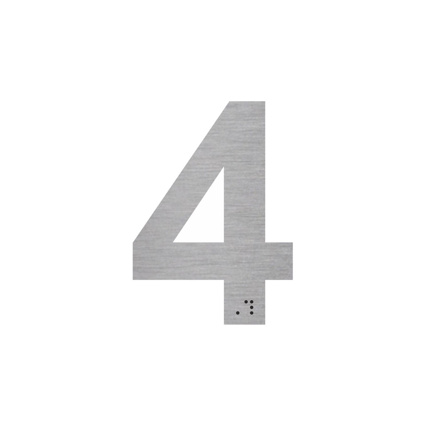 Chiffre "4" + braille en alu découpé