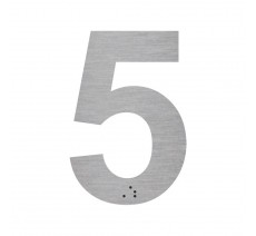 Chiffre "5" + braille en alu découpé 