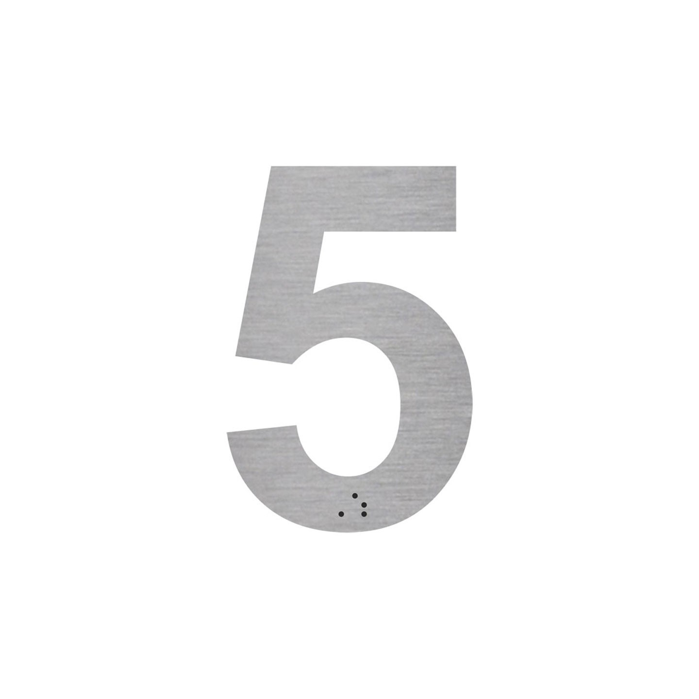 Chiffre "5" + braille en alu découpé 