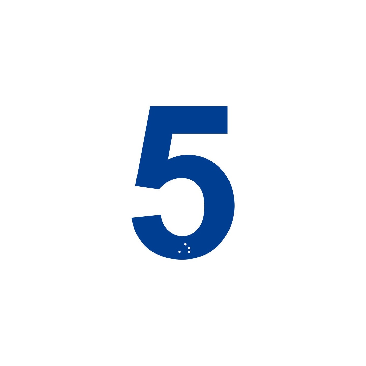 Chiffre "5" + braille en alu découpé 