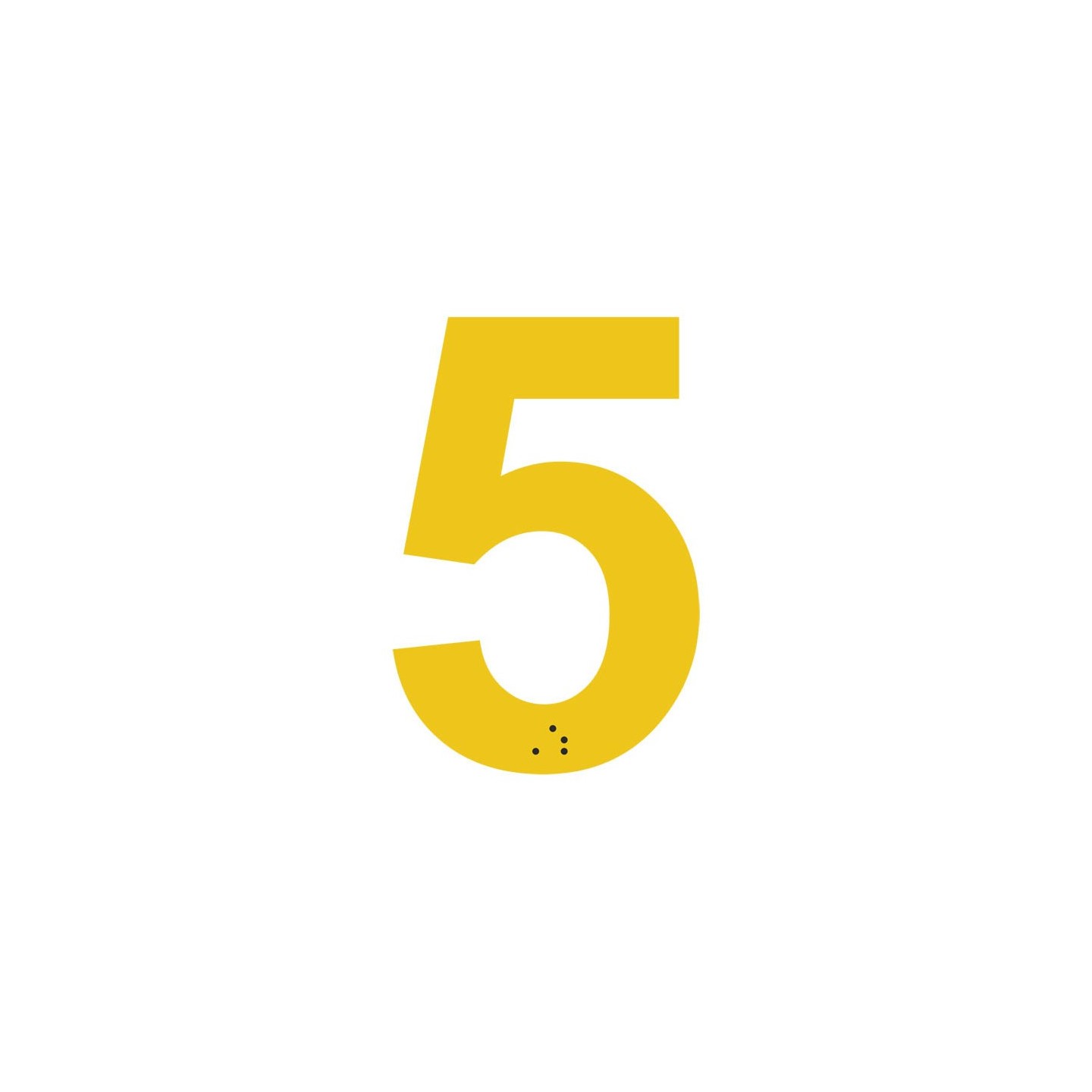 Chiffre "5" + braille en alu découpé 