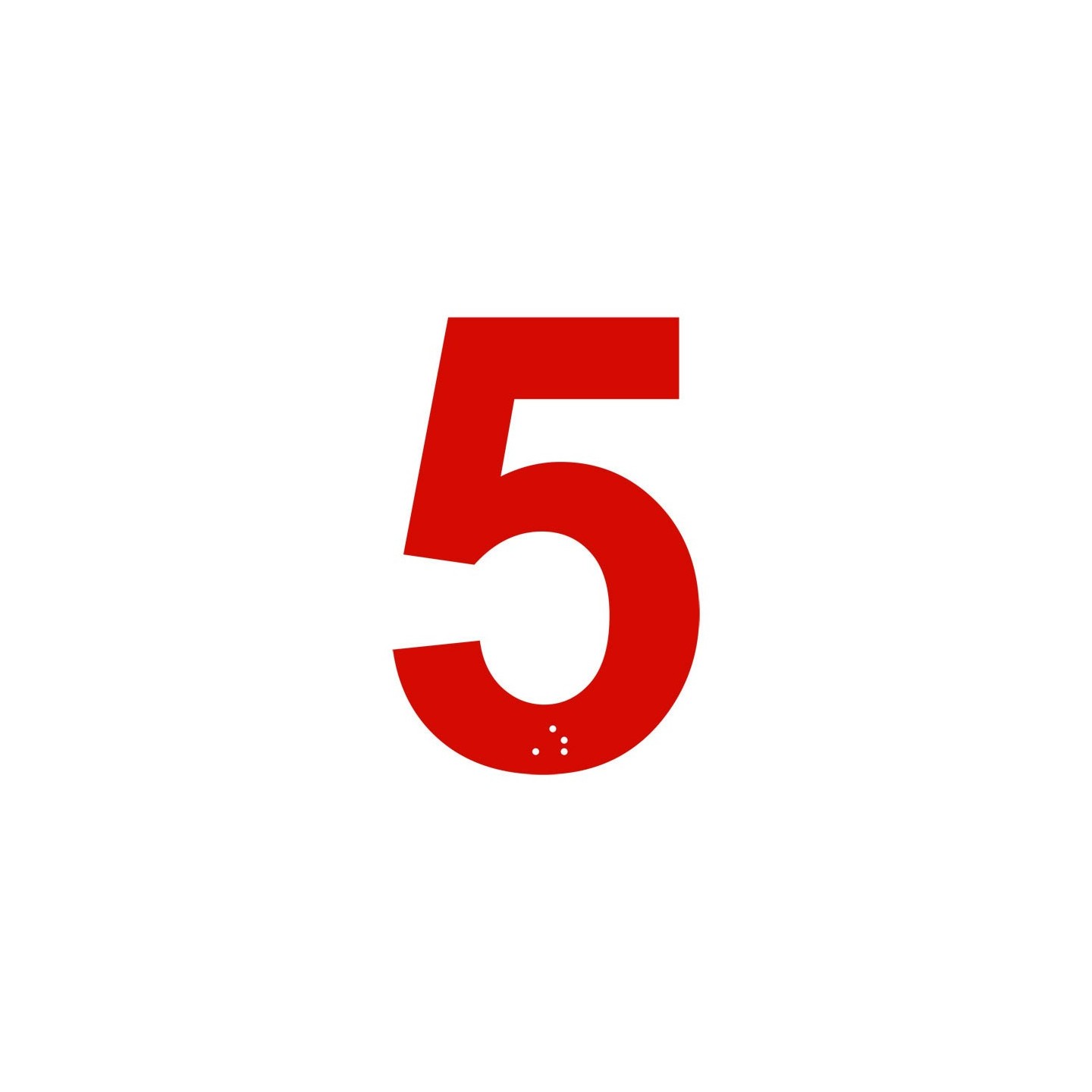 Chiffre "5" + braille en alu découpé 