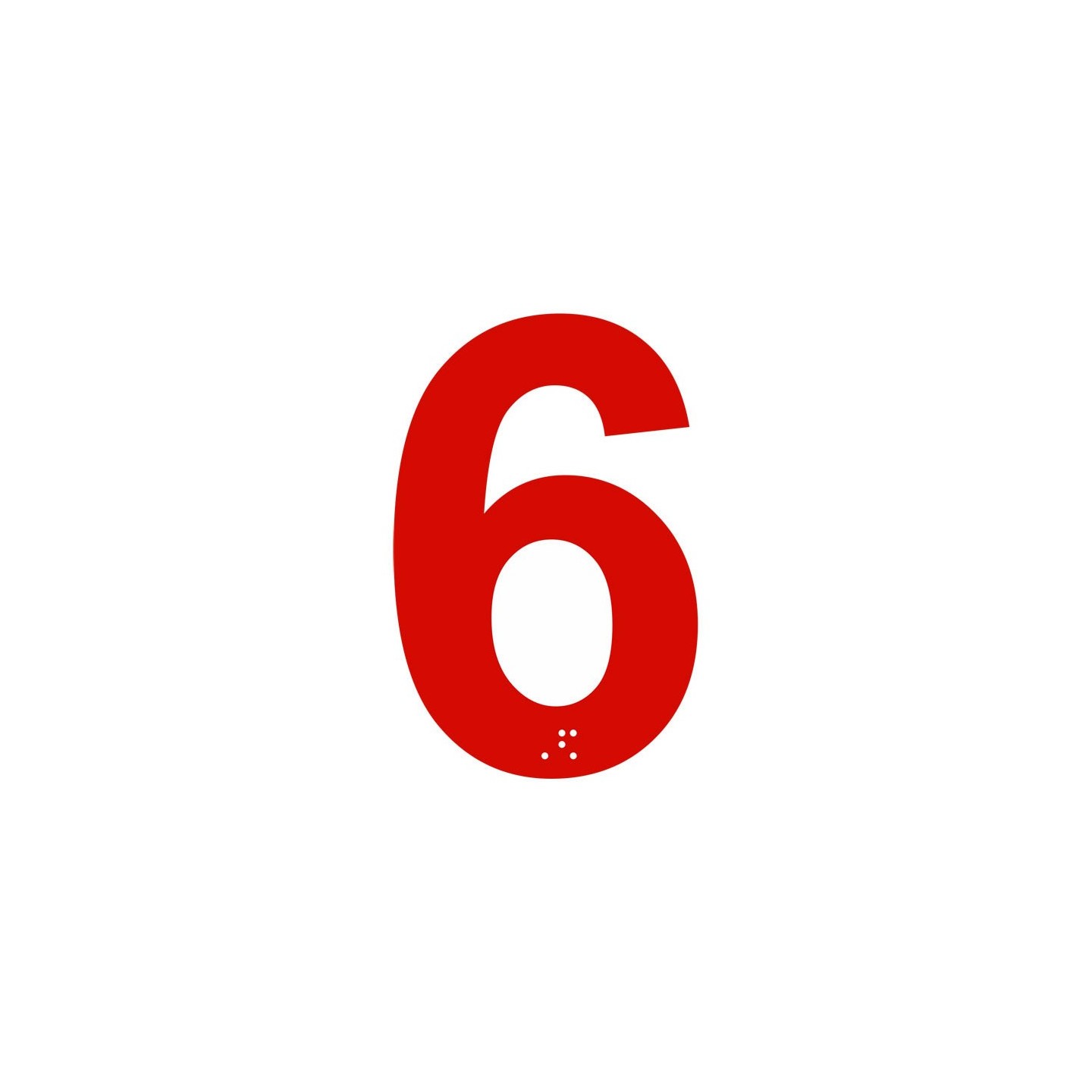 Chiffre "6" + braille en alu découpé