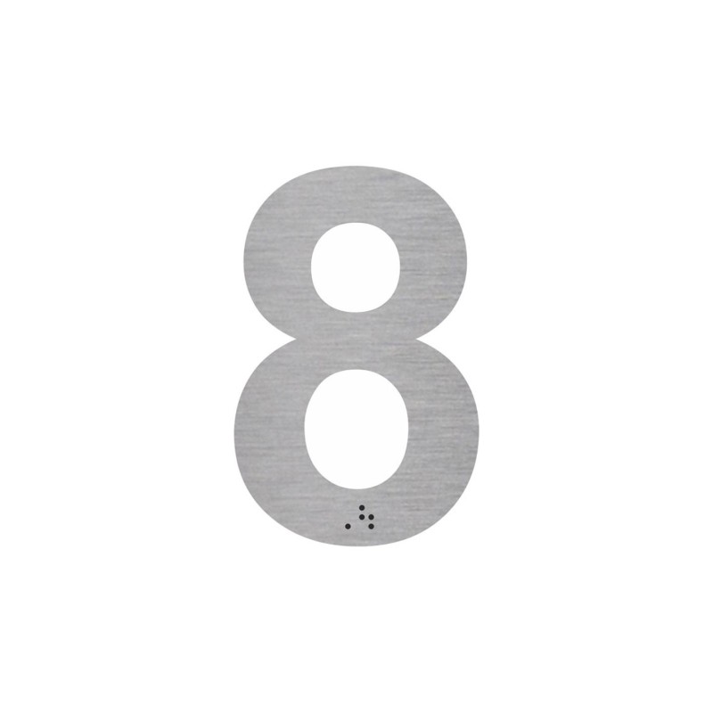Chiffre "8" + braille en alu découpé