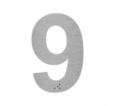 Chiffre "9" + braille en aluminium découpé 