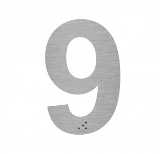 Chiffre "9" + braille en aluminium découpé 