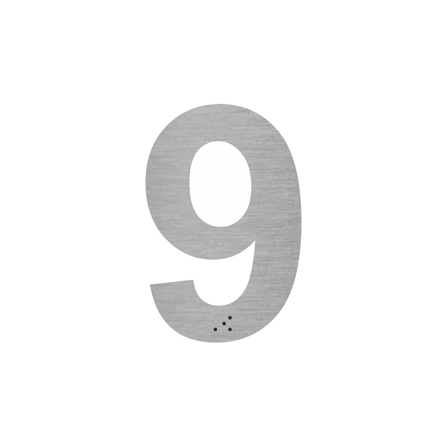 Chiffre "9" + braille en aluminium découpé 