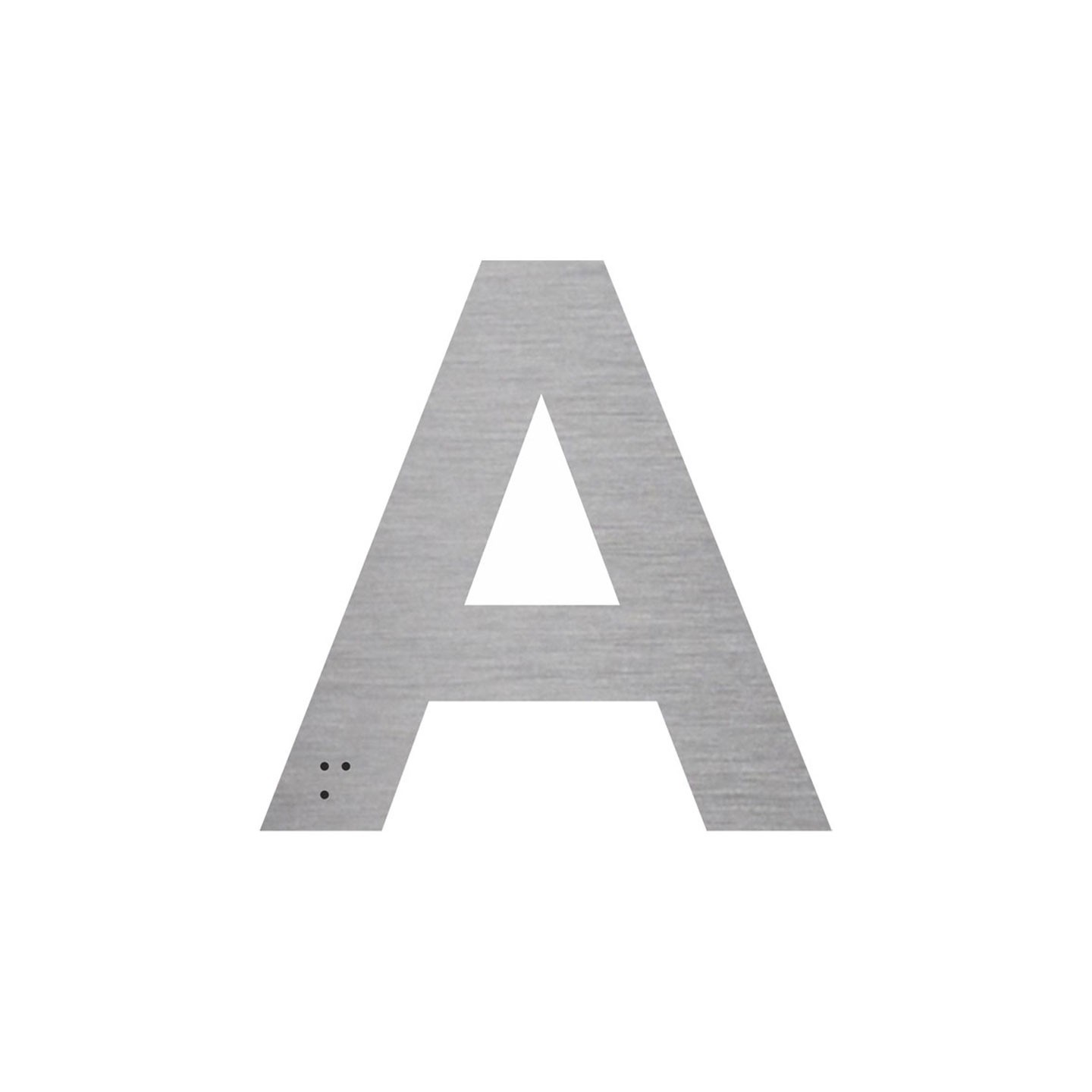 Lettre "A" + braille en aluminium découpé