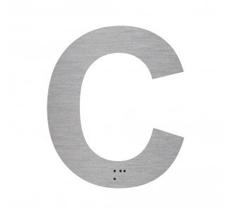 Lettre "C" + braille en aluminium découpé