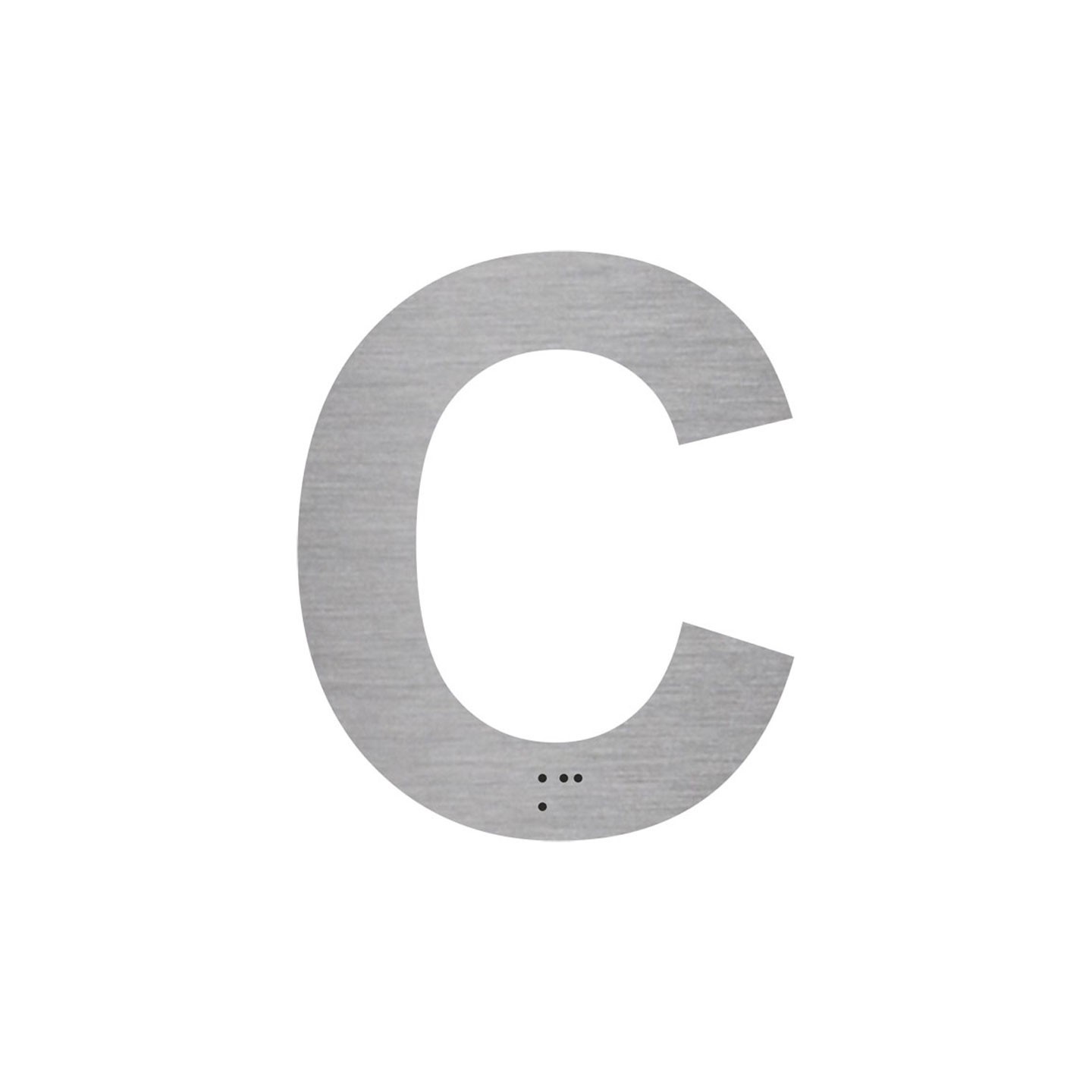 Lettre "C" + braille en aluminium découpé