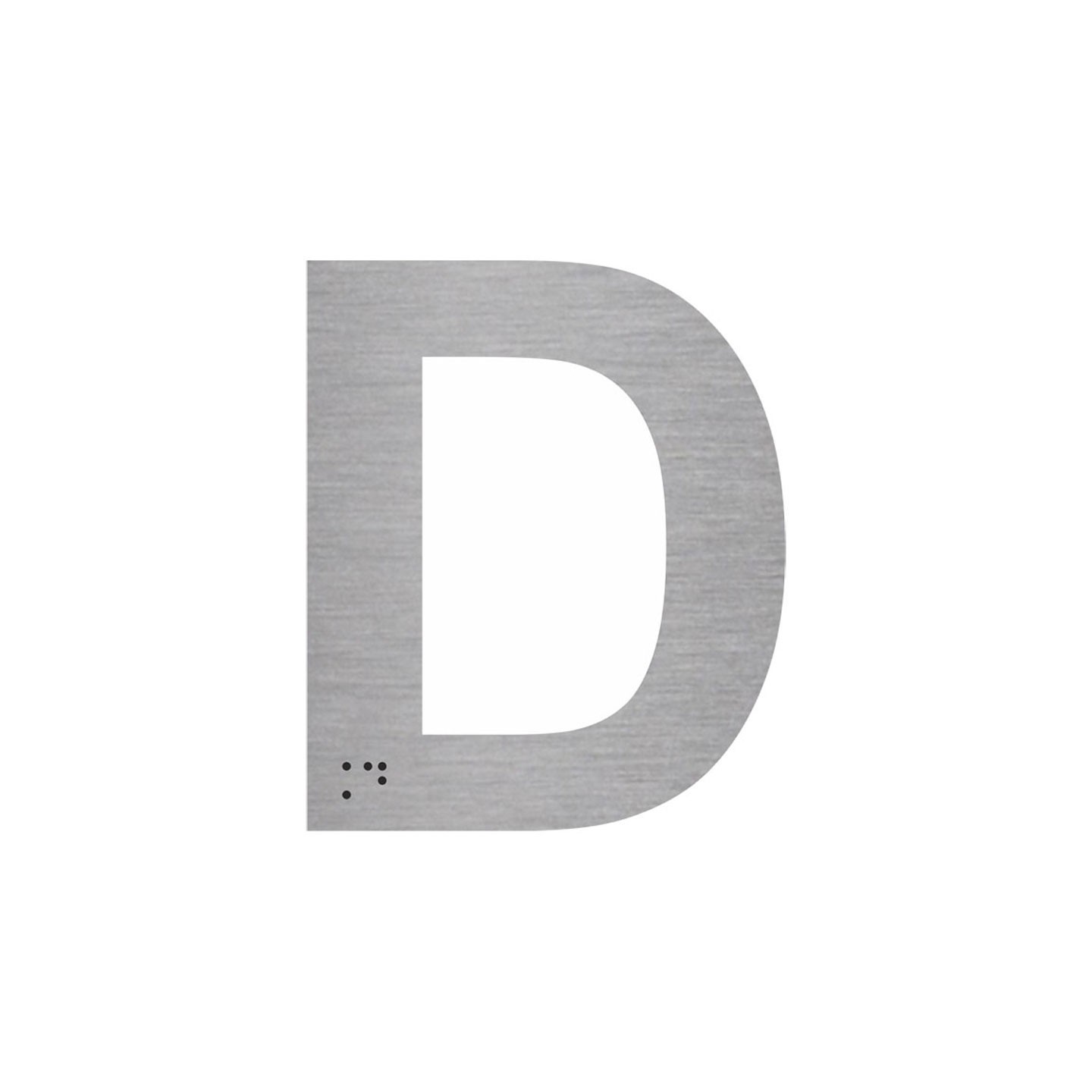 Lettre "D" + braille en aluminium découpé 