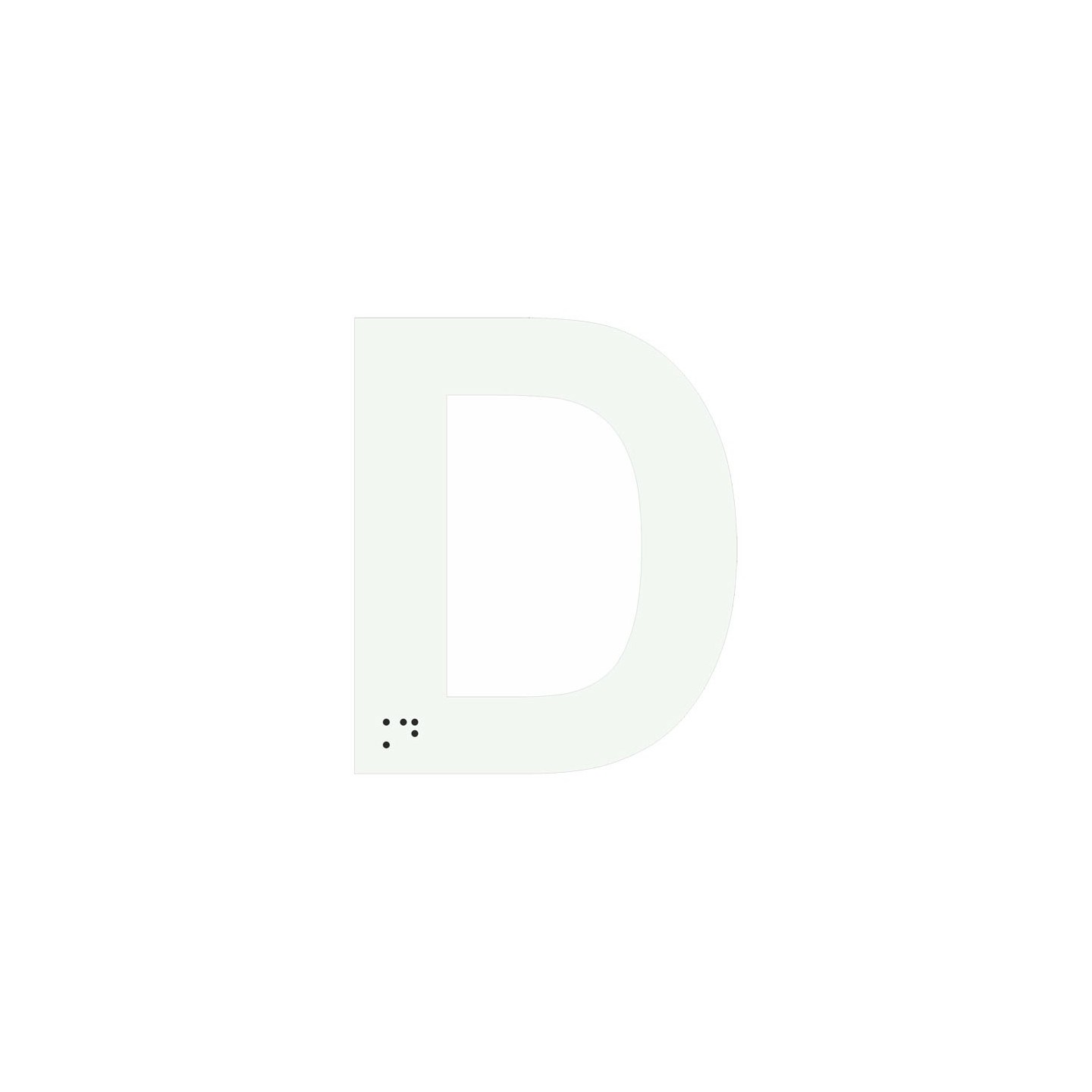 Lettre "D" + braille en aluminium découpé 