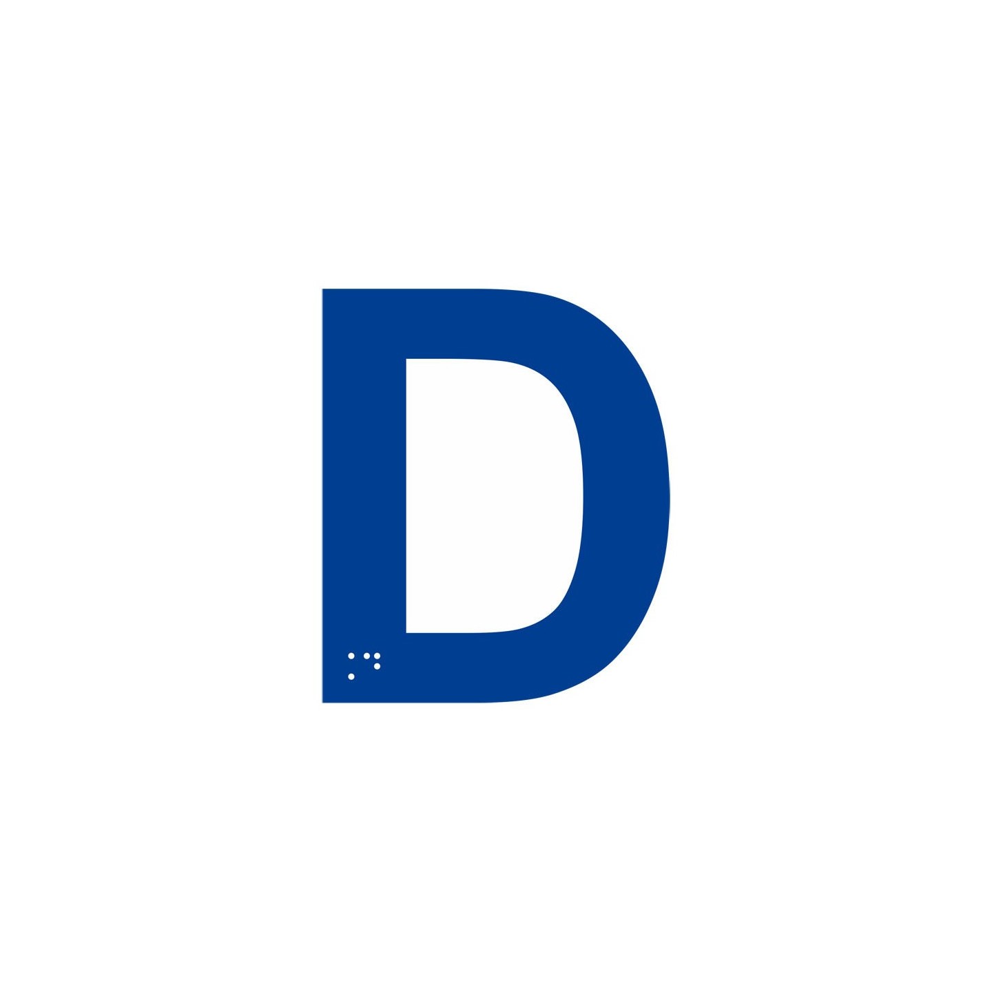 Lettre "D" + braille en aluminium découpé 