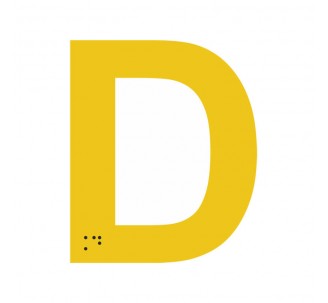 Lettre "D" + braille en aluminium découpé 