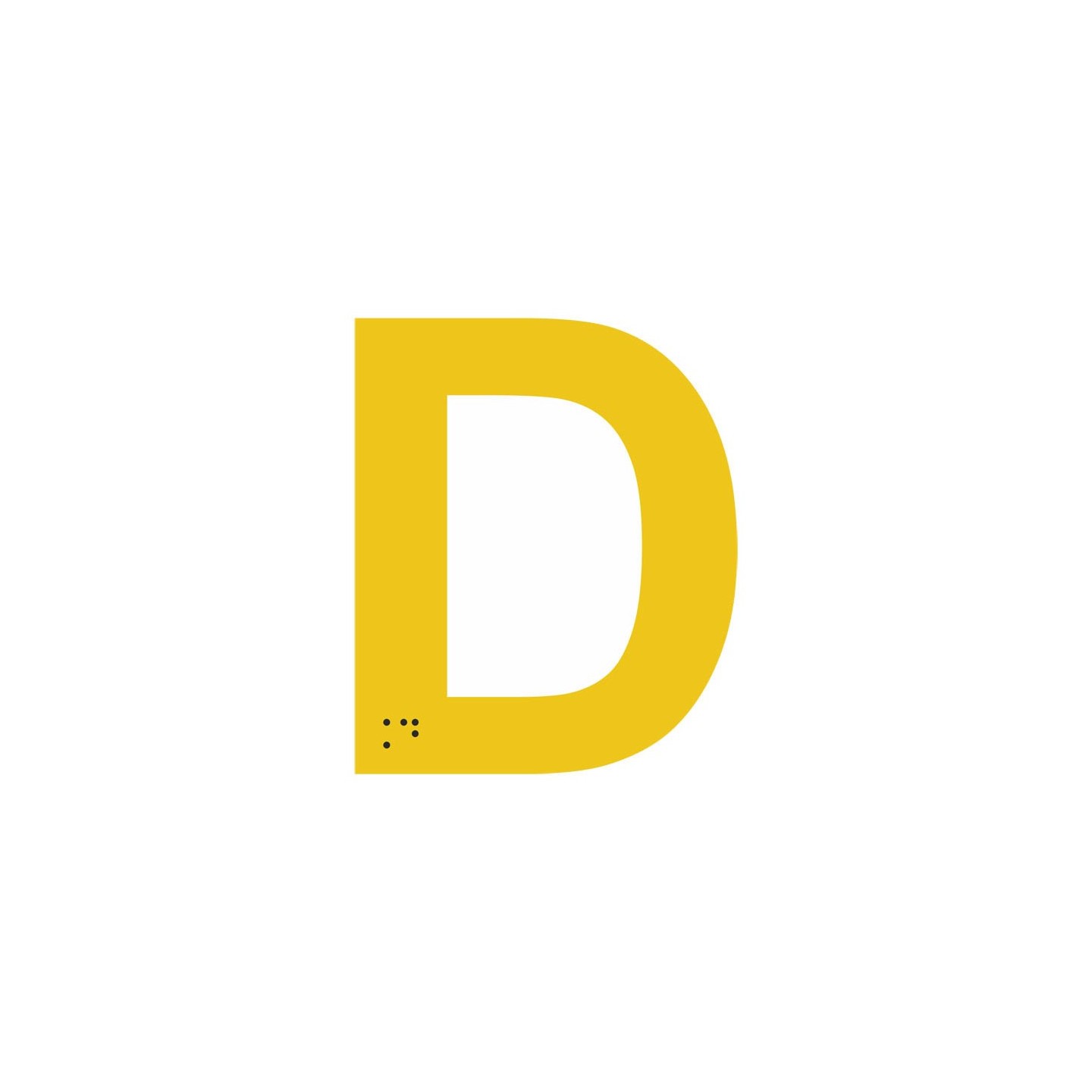 Lettre "D" + braille en aluminium découpé 