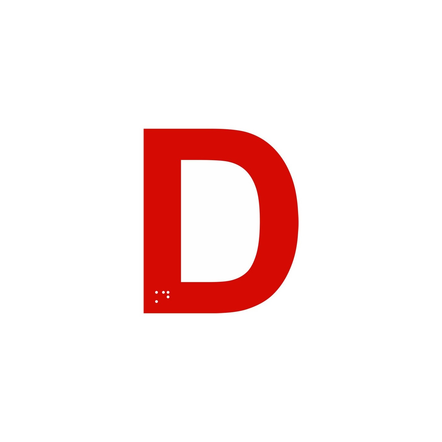 Lettre "D" + braille en aluminium découpé 