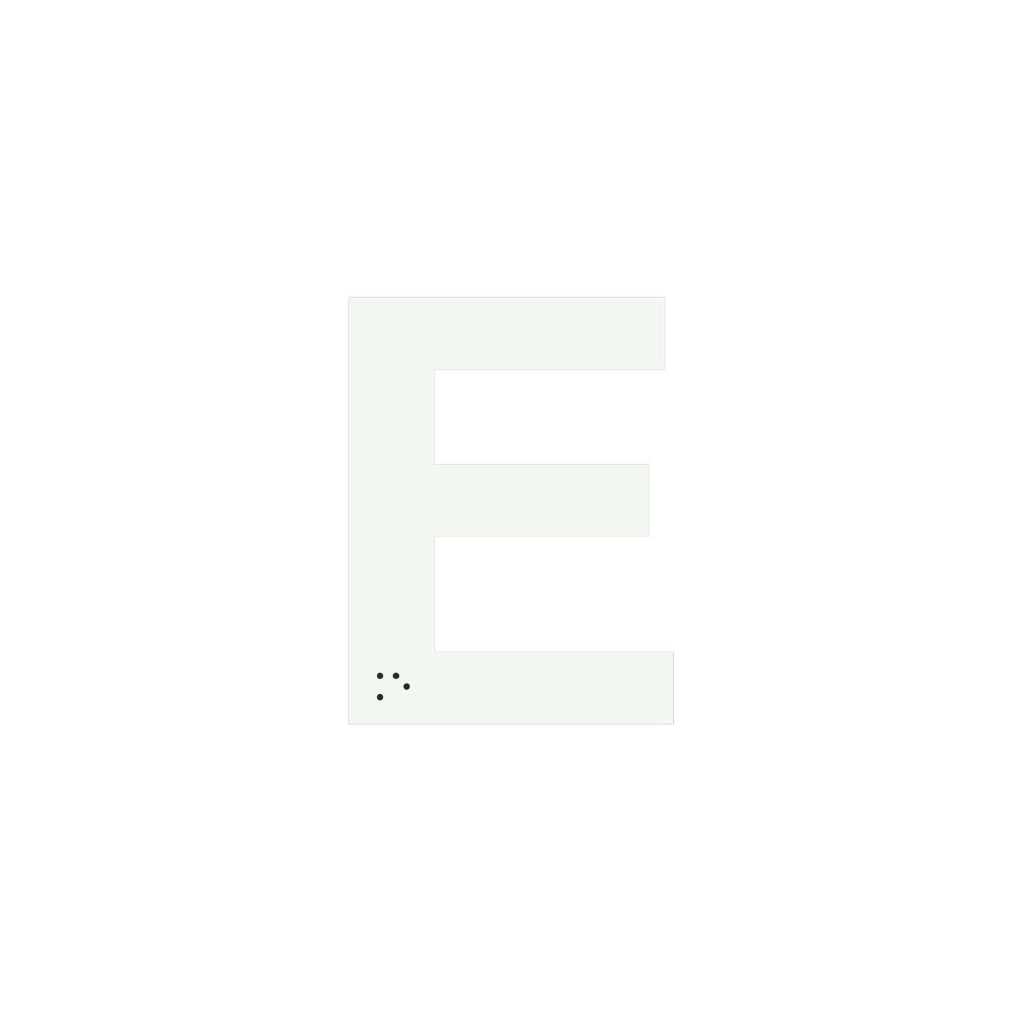 Lettre "E" + braille en aluminium découpé