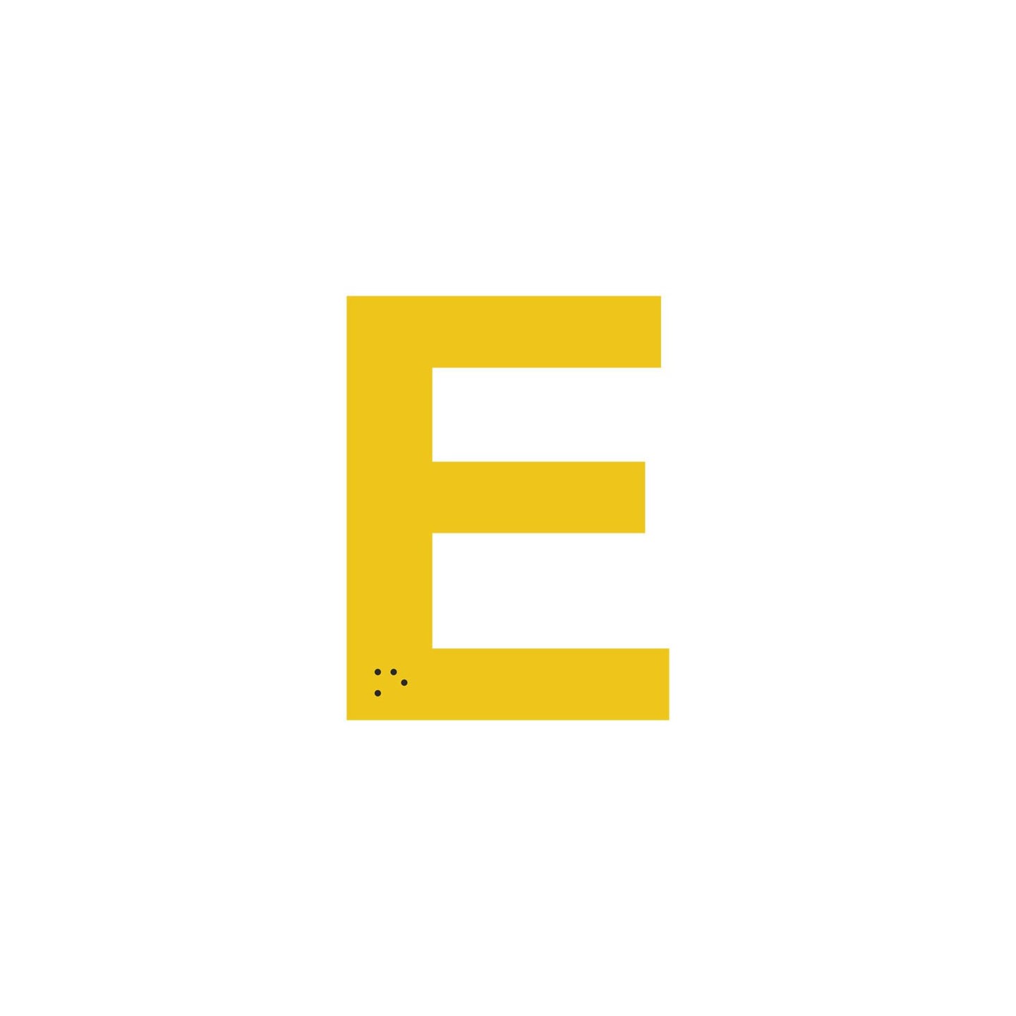 Lettre "E" + braille en aluminium découpé