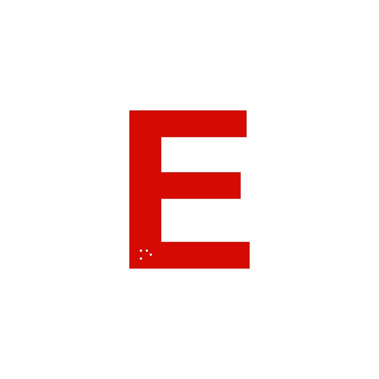 Lettre "E" + braille en aluminium découpé