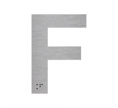 Lettre "F" + braille en aluminium découpé 