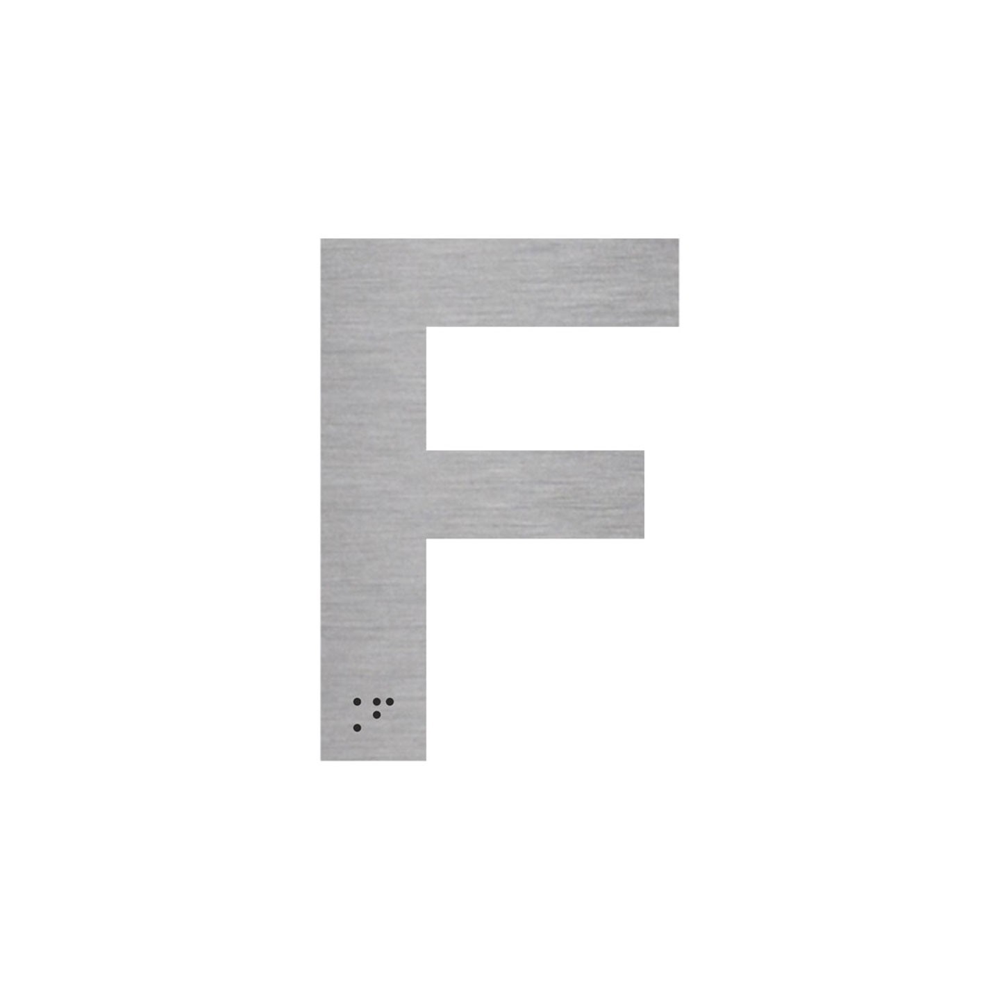 Lettre "F" + braille en aluminium découpé 