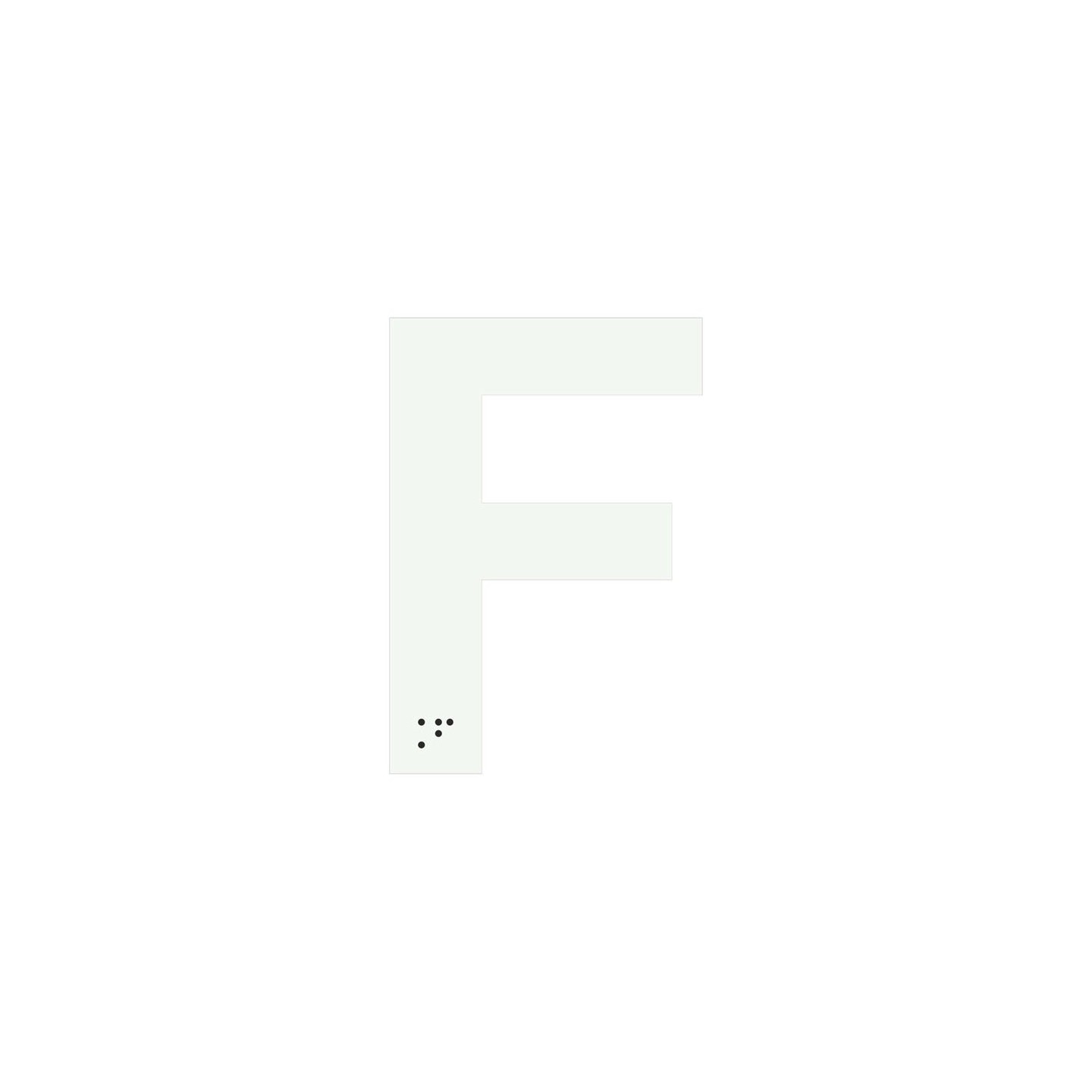 Lettre "F" + braille en aluminium découpé 