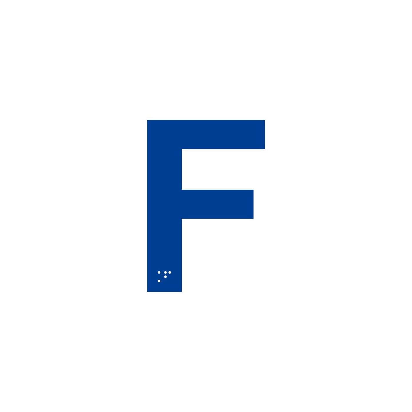 Lettre "F" + braille en aluminium découpé 