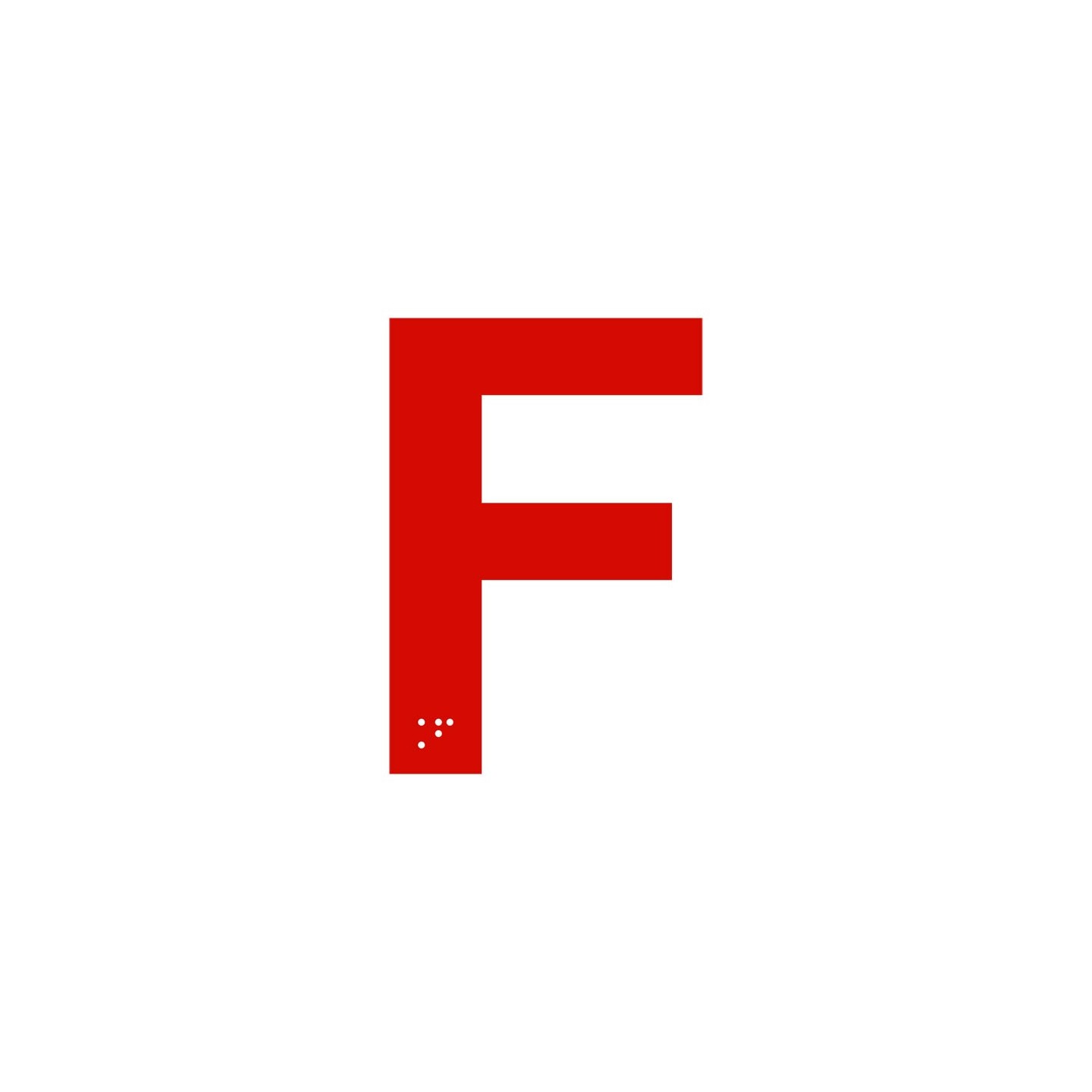 Lettre "F" + braille en aluminium découpé 