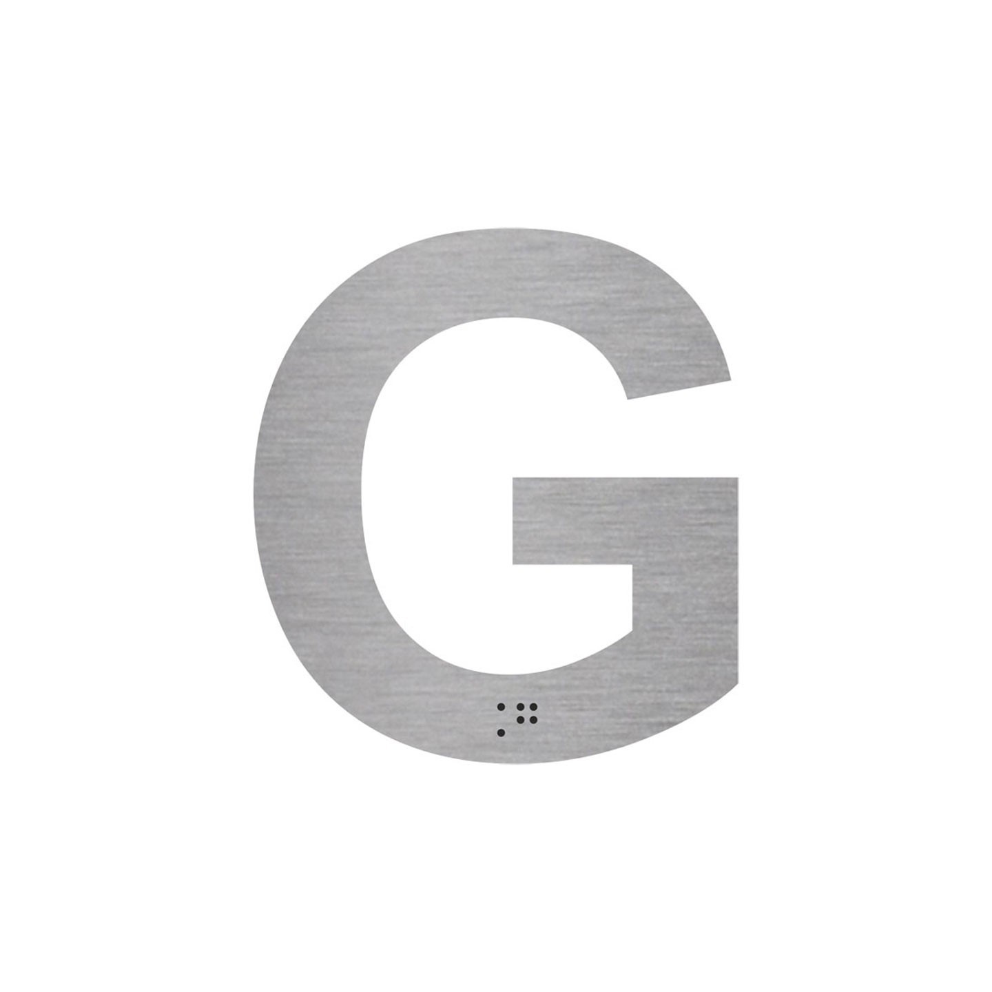Lettre "G" + braille en aluminium découpé 