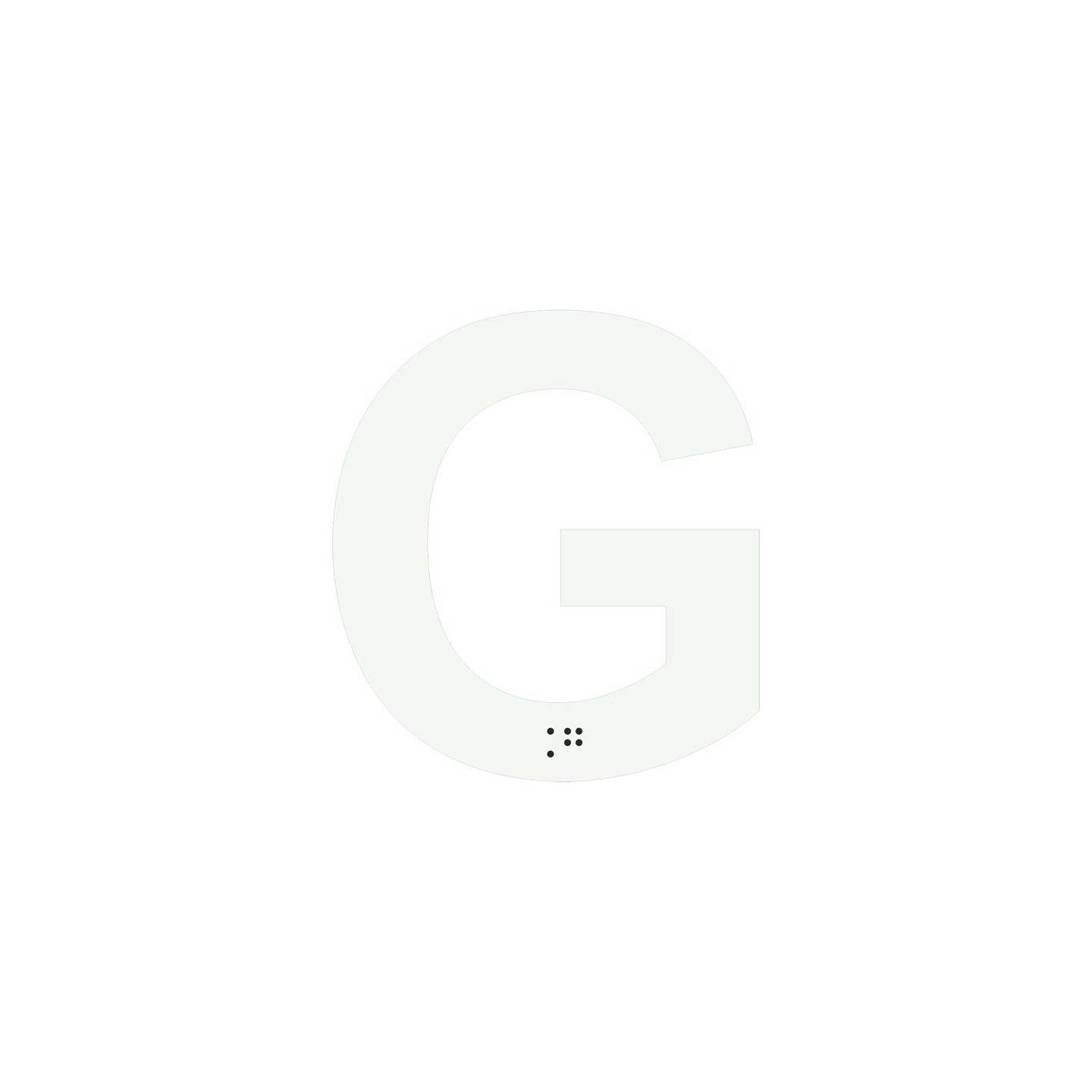 Lettre "G" + braille en aluminium découpé 