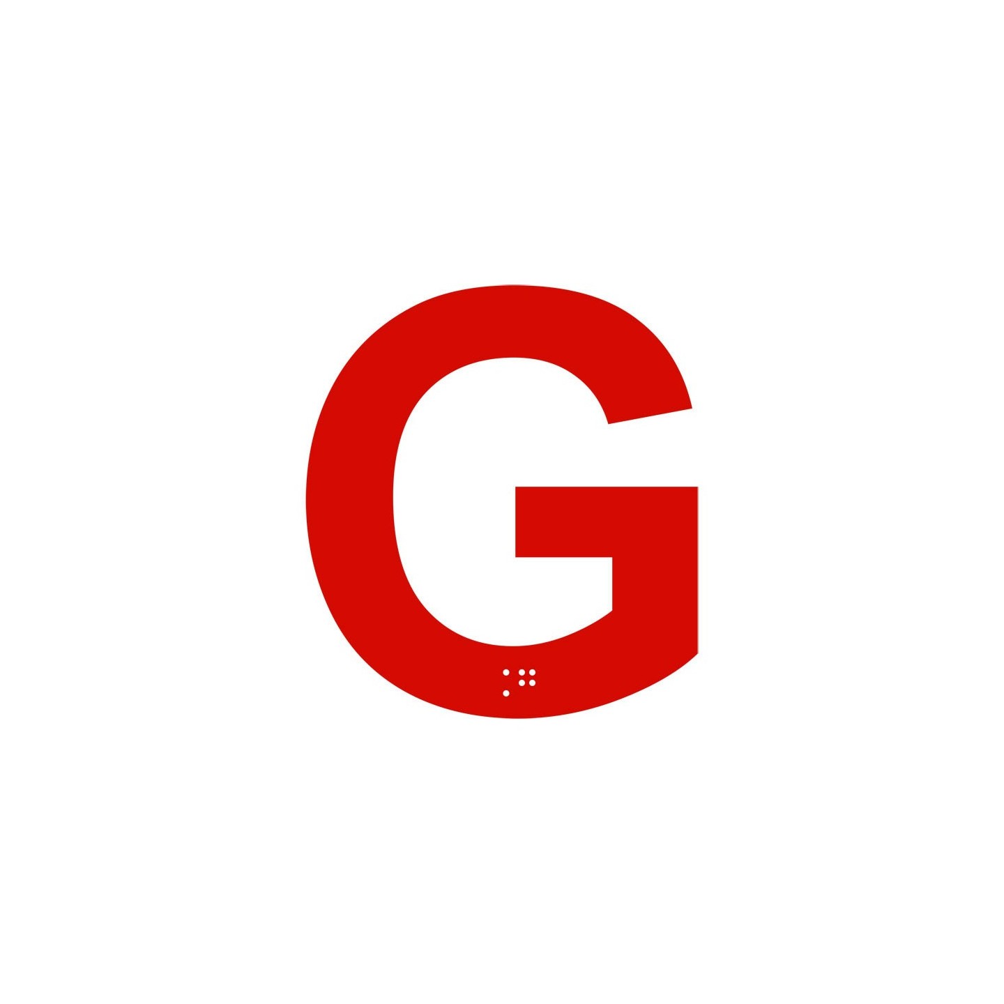 Lettre "G" + braille en aluminium découpé 