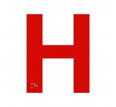 Lettre "H" + braille en aluminium découpé 100mm ou 150mm de haut