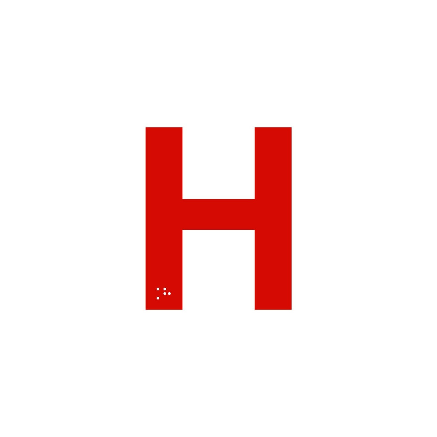 Lettre "H" + braille en aluminium découpé