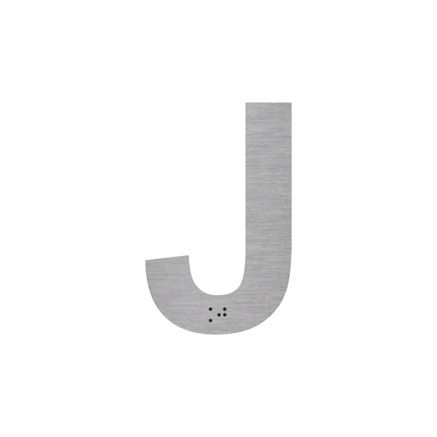 Lettre "J" + braille en aluminium découpé