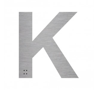 Lettre "K" + braille en aluminium découpé